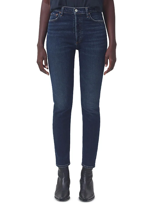 keyhole cut pants -Nico Womens Denim High Rise Slim Jeans