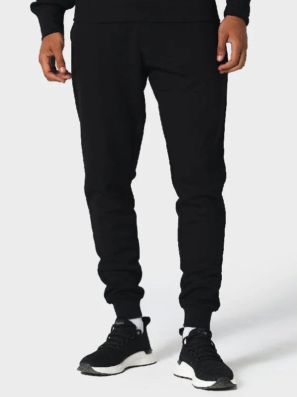 slim stretch pants -Notver Black Jog Pants