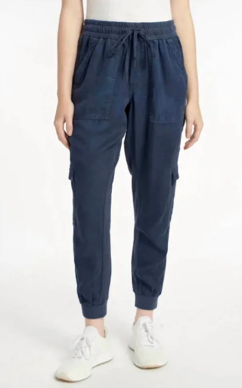 textured twill pants -Odessa Jogger In Deep Sea