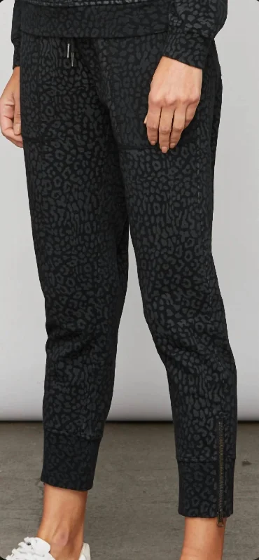 keyhole cut pants -Palmer In Black Chetah Print