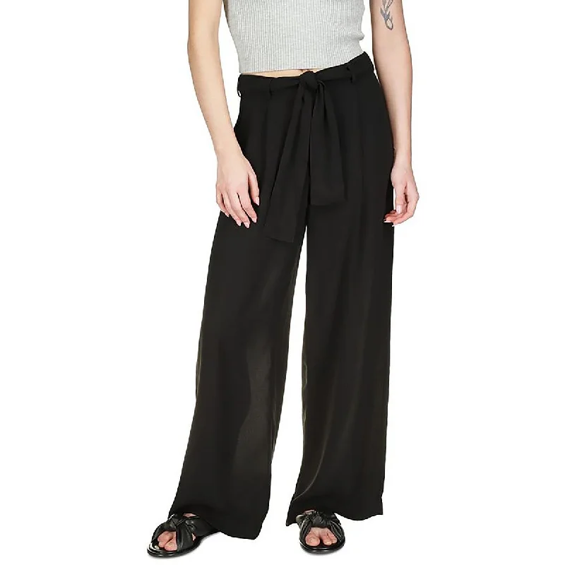 racer weave pants -Petites Womens Sheer Crepe Wide Leg Pants