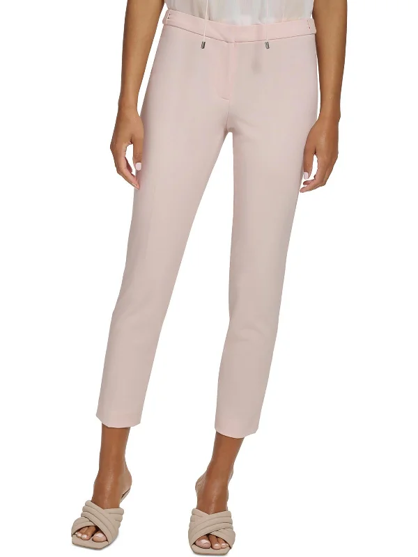 tight check pants -Petites Womens Solid High Rise Ankle Pants