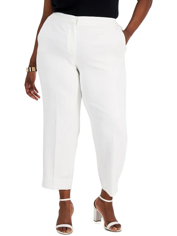 curve weave pants -Plus Womens Pique Ankle Trouser Pants