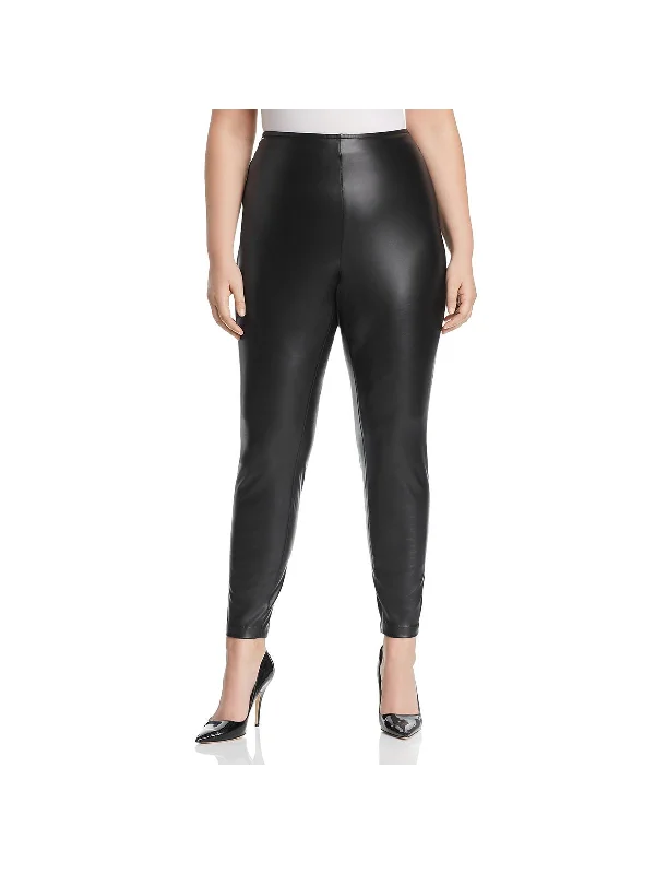 squad weave pants -Plus Womens Pleather Pull On Leggings