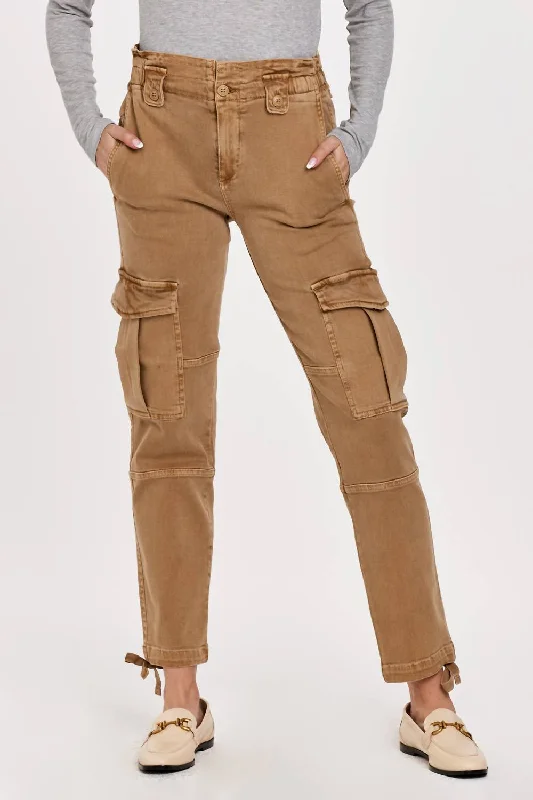 sharp pattern pants -Richie High Rise Cargo Pants In Butterscotch