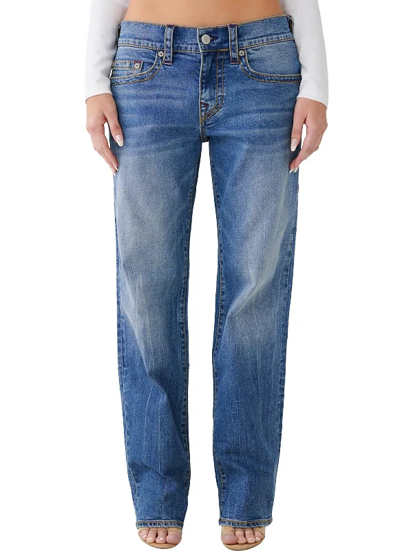 midnight utility pants -Ricki Womens Whisker Wash Relaxed Straight Leg Jeans