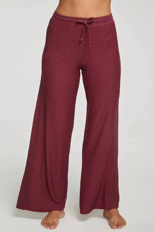 sweat-resistant pants -Rpet Cozy Knit Wide Leg Rib Panel Pants In Jingle