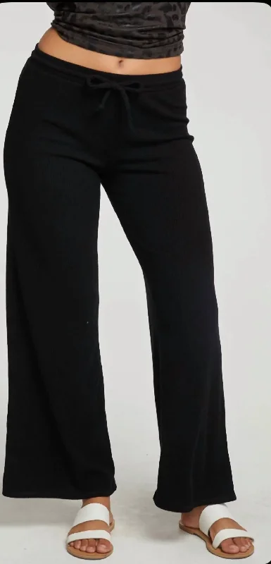 navy relaxed pants -Rpet Love Rib Wide Leg Lounge Pant In True Black