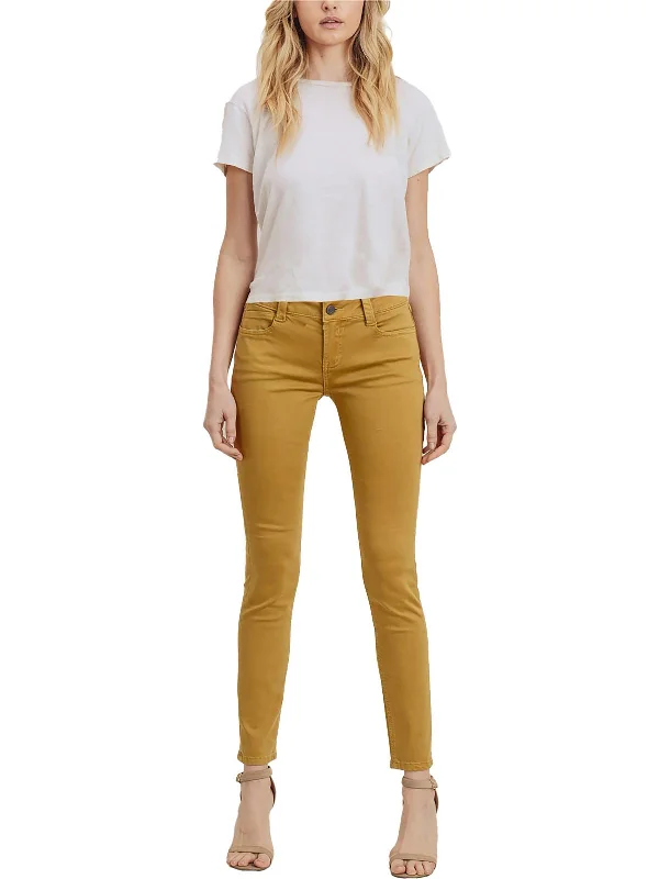 wide utility pants -Sarina Womens Mid Rise Colored Skinny Jeans