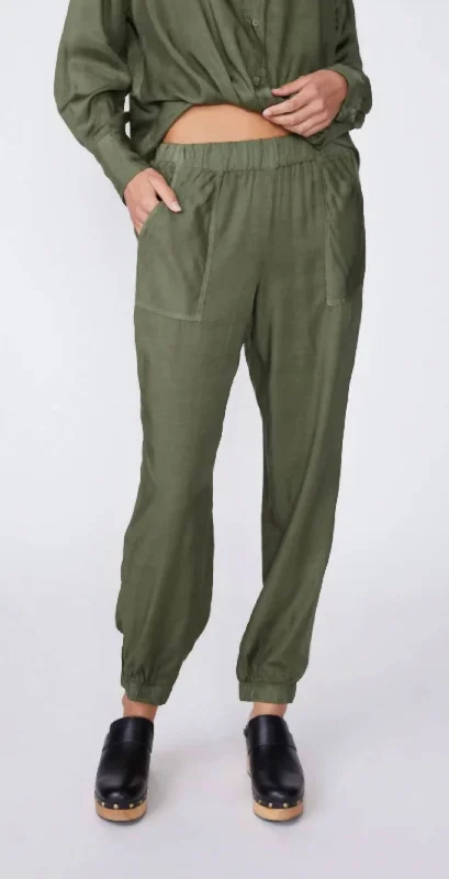 cyan performance pants -Viscose Satin Jogger In Artichoke