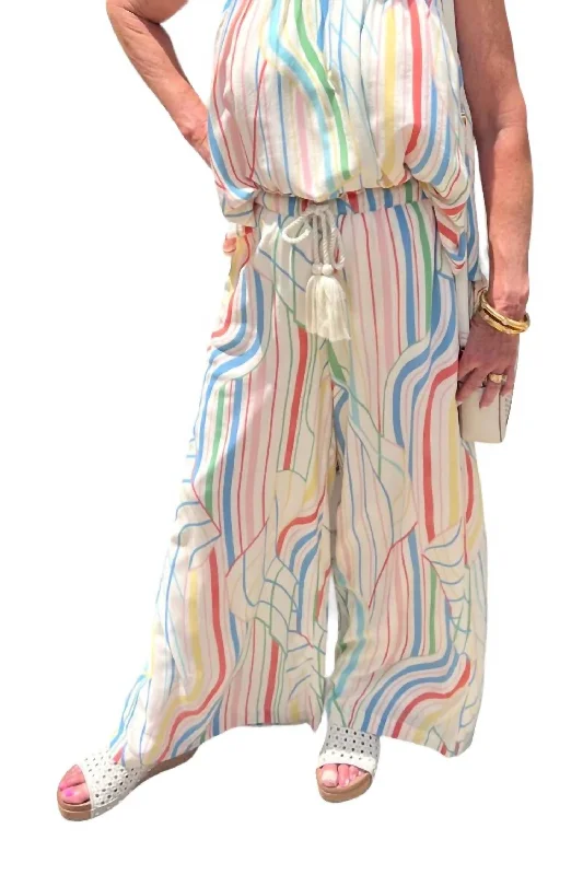 fitted weave pants -Wide Leg Flowy Pants In Multi Santa Barbara Print