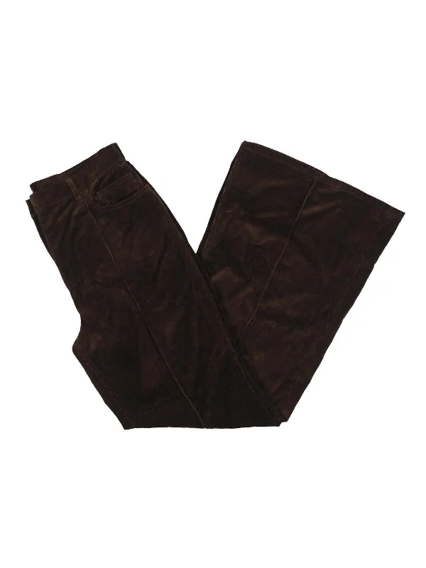 pine stretch pants -Womens Corduroy High Rise Straight Leg Pants