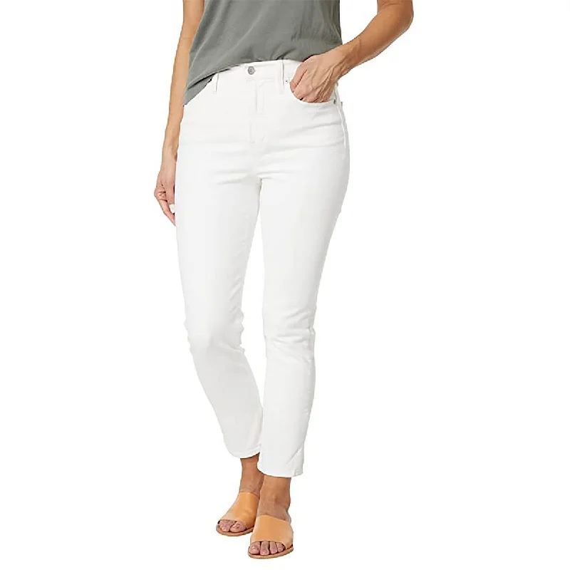 textured twill pants -Womens Cropped Ankle Straight Leg Jeans