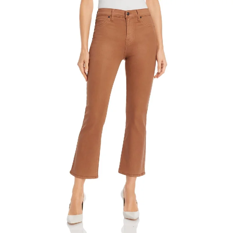 purl twill pants -Womens Faux Leather Ankle High-Waist Pants