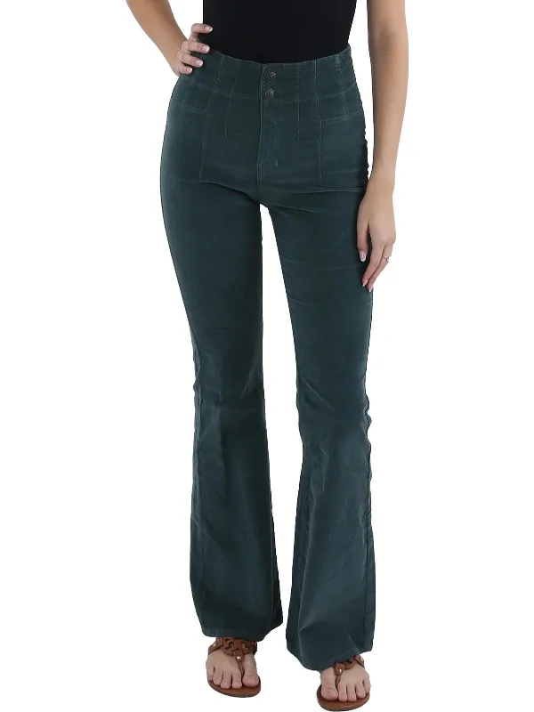 baby relaxed pants -Womens High Rise Corduroy Flared Jeans