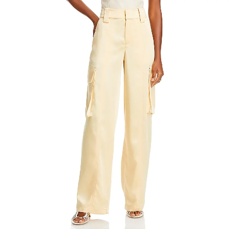 form fit pants -Womens High Rise Cuffed Legs Wide Leg Pants