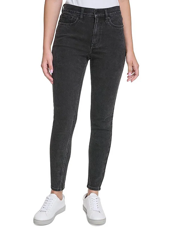 elbow length pants -Womens High Rise Denim Skinny Jeans