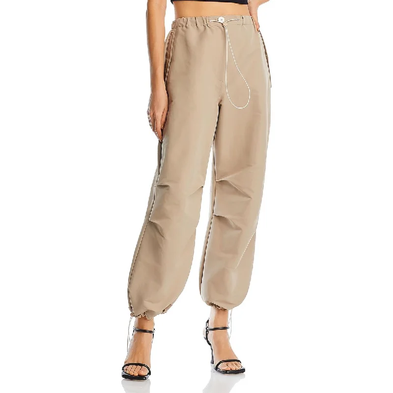 walnut comfy pants -Womens High Rise Drawstring Cargo Pants