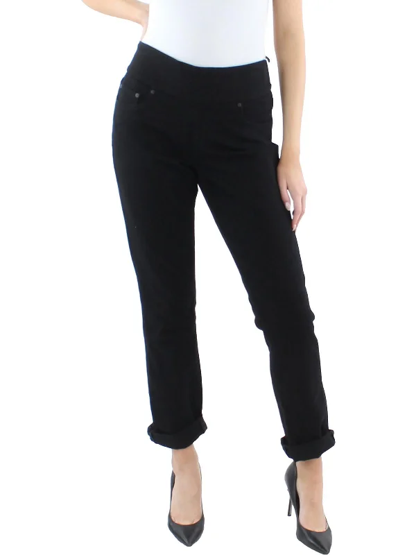 flutter hem pants -Womens High Rise Five-Pocket Straight Leg Jeans