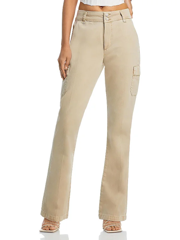 ash grey pants -Womens High Rise Pleated Cargo Pants