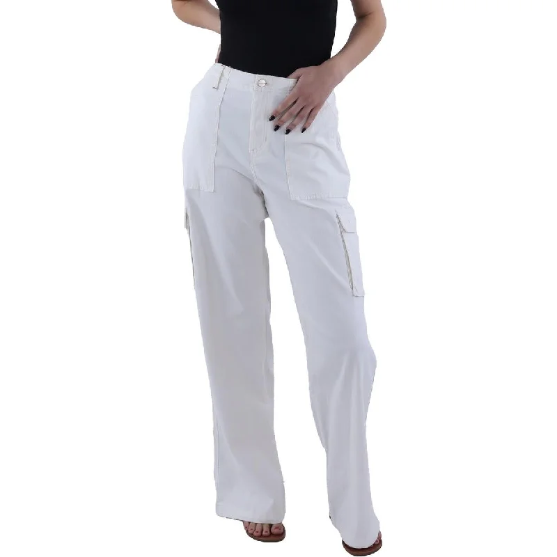 orchid check pants -Womens High Rise Wide Leg Cargo Pants