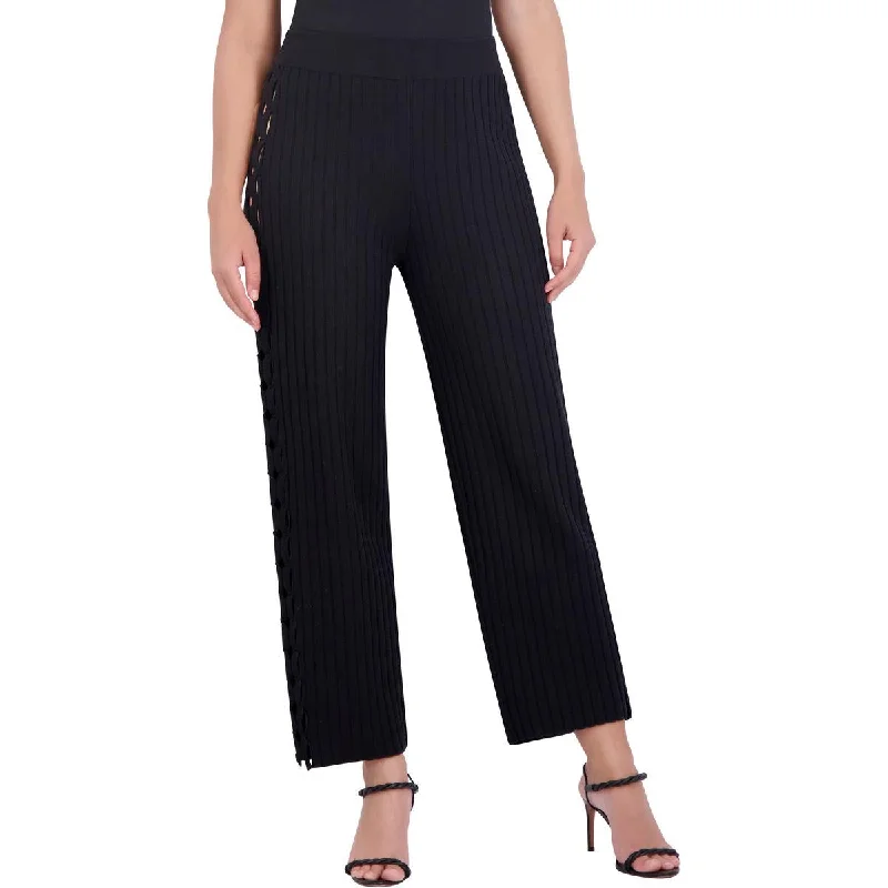 square cut pants -Womens Knit Cut-out Cropped Pants