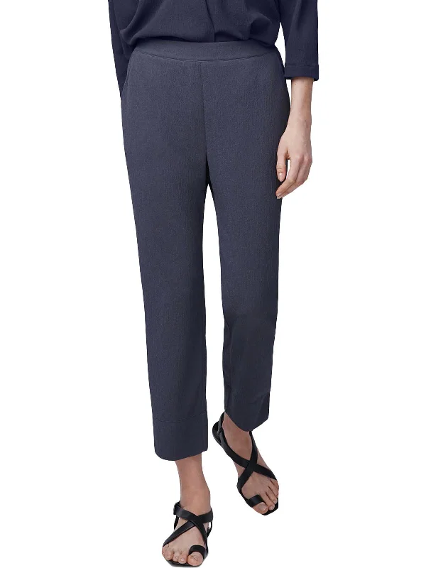 cropped check pants -Womens Pull On Knit Cropped Pants