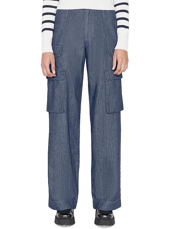 indigo lounge pants -Womens Relaxed Fit High Rise Cargo Pants