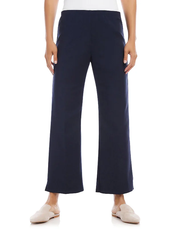 subtle check pants -Womens Solid Side Zip Cropped Pants