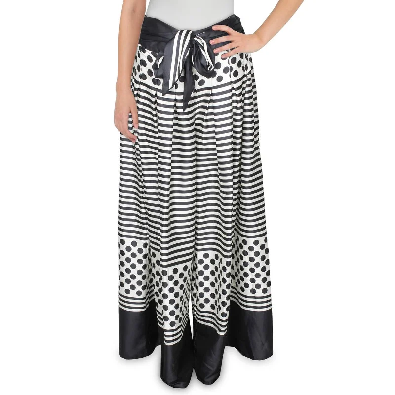 fern weave pants -Womens Striped Tie Belt Wide Leg Pants