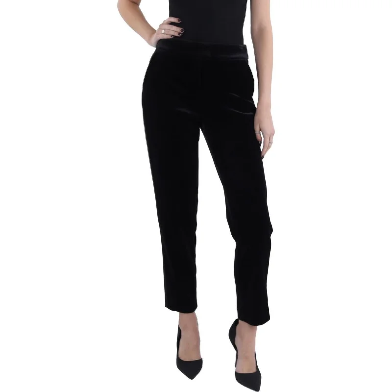 maxi stretch pants -Womens Velvet Pockets Straight Leg Pants