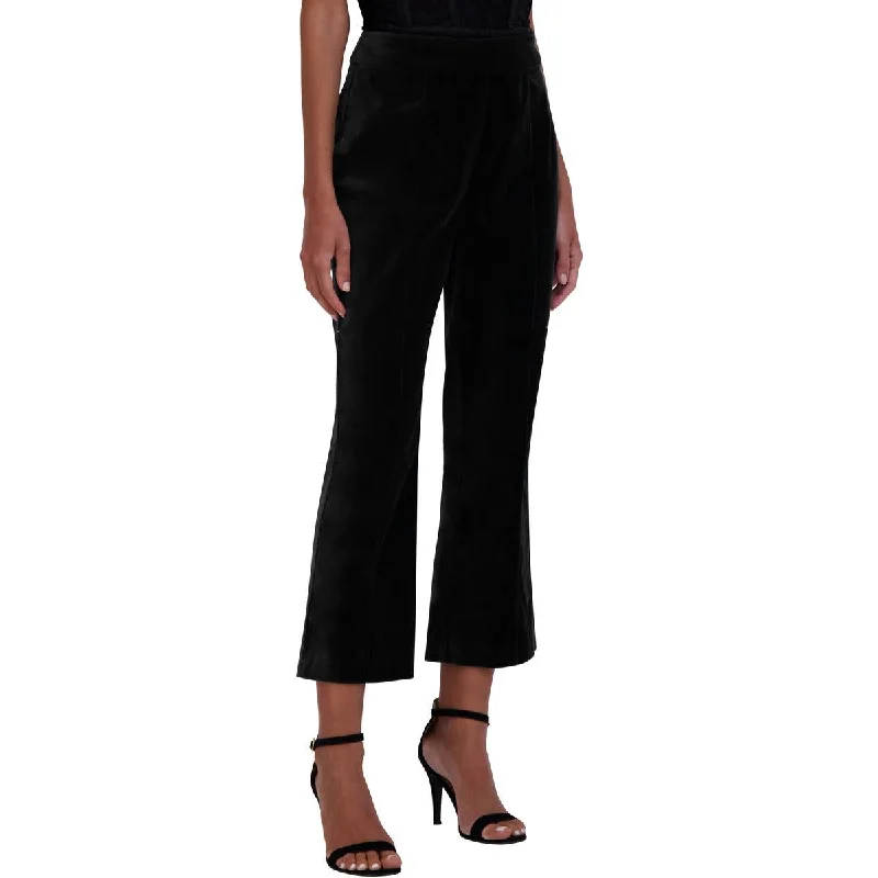 sleek check pants -Womens Velvet Side Zip Flared Pants